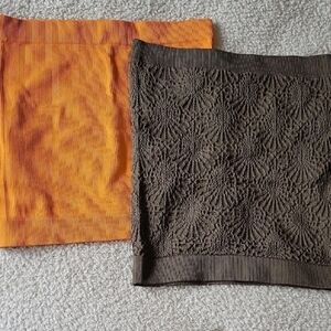 Fresh Vibrant Orange and Textured Brown Crop Tops.